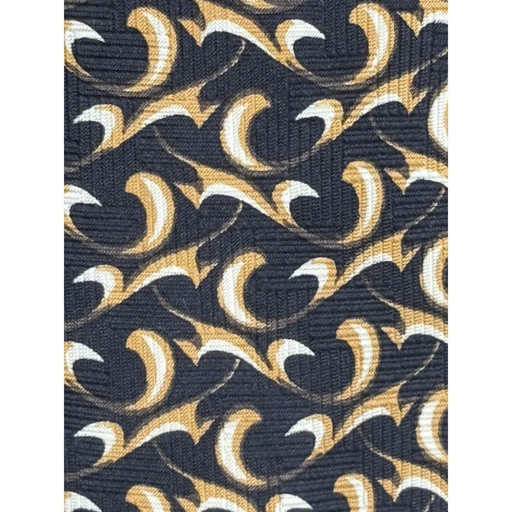 Robert Talbott/H. Stockton Silk Necktie Black Gold Scroll Made in USA Designer